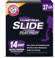New ARM & HAMMER Clump & Seal SLIDE Platinum Multi-Cat Clumping Cat Litter, 14-Day Odor Control, EZ Clean Technology, 37 lbs &acirc;&euro;&ldquo; No Scrubbing, Powerful Odor Eliminator