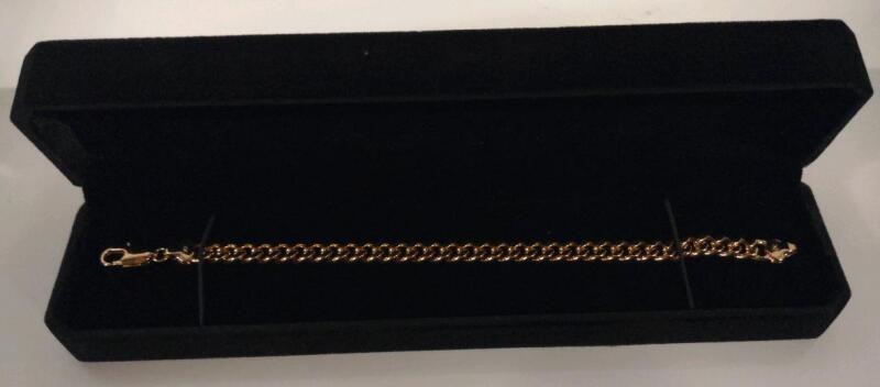 New 18K Gold Plated 7.5mm Cuban Link Bracelet 8" Long