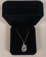 New Platinum Plated 6.Oct Pear Cut Simulated Diamond Necklace - Adjustable Chain 16" to 18" Long
