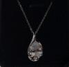 New Platinum Plated 6.Oct Pear Cut Simulated Diamond Necklace - Adjustable Chain 16" to 18" Long - 2