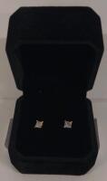 18k Gold Plated 0.5ct each Princess Cut Simulated Diamond Stud Earrings