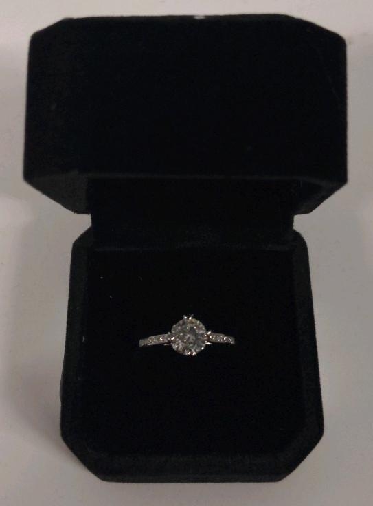 New Platinum Plated 1.0ct Simulated Diamond Channel Ring - Resizable