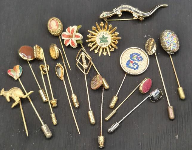14 Vintage Pins 1.75 to 3" Long