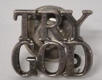 STAMPED Sterling Tiffany & Co. " Try God" Pin 0.5" Long