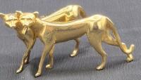 2 Vintage Miniature Metal Cat Figures 3" Long