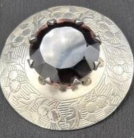 Beautiful Vintage Mizpan Brooch 2.75" Diameter with Large Purple Stone