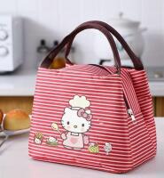 Sanrio Hello Kitty Striped Insulated Lunch Bag Thermal Food Carrier with Sturdy Handles, Machine Washable Secure Zipper Closure Approximately 9 x 6 x 6.5&rsquo;&rsquo; Stock photos added