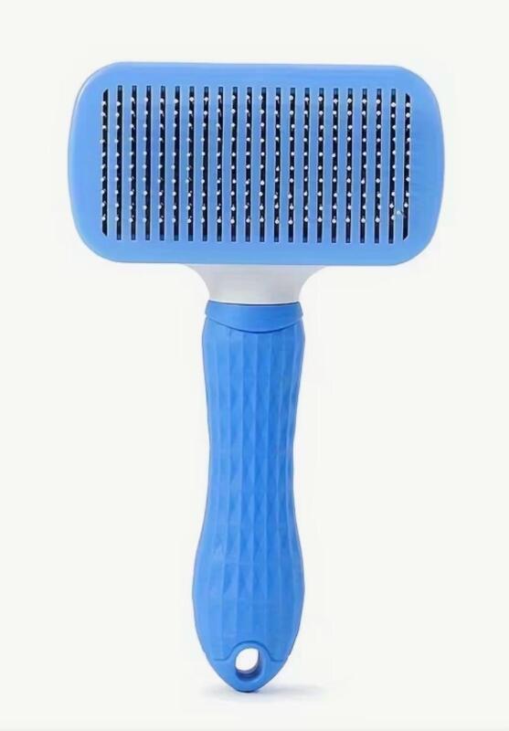 Pet Massage Comb Easy One-Click Pet Massage Comb Deshedding Grooming Brush for Dogs and Cats - Removes Loose Undercoat Approximately 7.7 x 4 stock photos added Blue