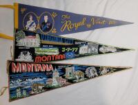 Vintage Wall Pennants . 1959 Royal Visit & Two (2) 1977 Montana Pennants