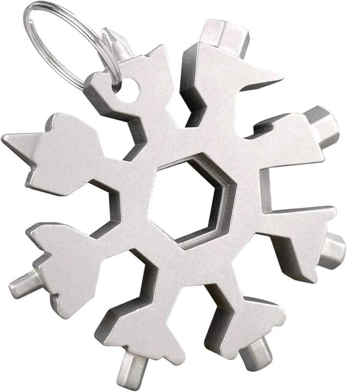 New Adorable Metal Snowflake Multi-Tool Keychain, 2.3" Diameter