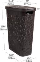 New Mind Reader Slim Laundry Hamper with Lid, 40L Clothes Basket, Premium Wicker Design, Plastic, Brown