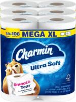 New Charmin Ultra Strong Toilet Paper, 18 Mega XL Rolls = 108 Regular Rolls