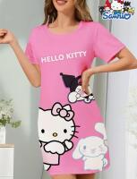 New Women&rsquo;s Size L Sanrio Hello Kitty Casual Comfortable Nightdress Loose Fit Short Sleeve Skirt 95% Polyester 5% Elastane Machine Washable stock photos added