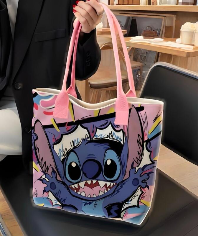 Zippered Disney Stitch Vibrant Canvas Tote Bag approximately 11.5 x 14.5&rsquo;&rsquo; stock photos added