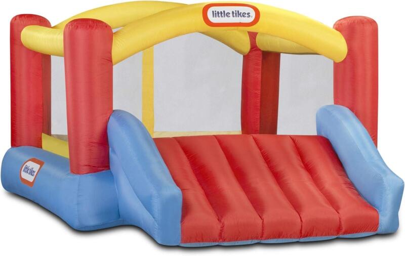 New Little Tikes Jump 'n Slide Inflatable Bouncer Includes Heavy Duty Blower With GFCI, Stakes, Repair Patches, And Storage Bag, for Kids Ages 3-8 Years