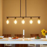 New Island Light for Kitchen, 5-Light Matte Black and Gold Finish Kitchen Island Light with Clear Glass Shades for Dining Table