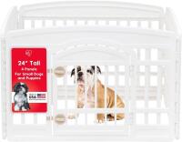 New IRIS USA 24" 4-Panel Dog Playpen with Door, 35 x 35 x 24, Puppy Playpen, Dog Play Pen Indoors, Pet Fence, Puppies/Small Dogs, White