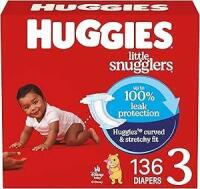 New Huggies Size 3 Diapers, Little Snugglers Baby Diapers, Size 3 (16-28 lbs), 136 Count, Packaging May Vary