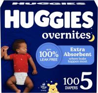 New Huggies Overnites Size 5 Overnight Diapers (27+ lbs), 50 Ct, Packaging May Vary