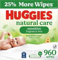 New Huggies Natural Care Sensitive Baby Wipes, Unscented, Hypoallergenic, 99% Purified Water, 15 Flip-Top Packs (960 Wipes Total)