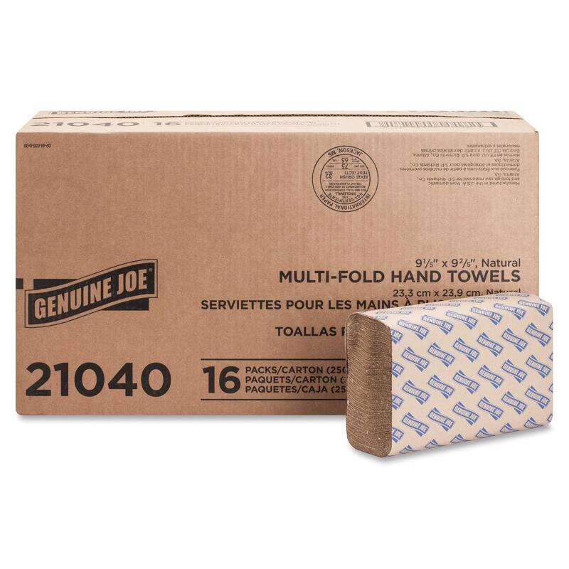 New Genuine Joe GJO21040 Multifold Natural Towels (16 Packs, 250 per pack)