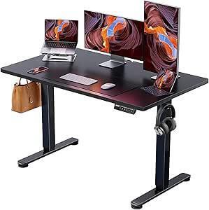 New ErGear Height Adjustable Electric Standing Desk, 47.2 x 23.6 Inches Sit Stand up Desk, Memory Computer Home Office Desk with Two-Piece Desktop (Black)