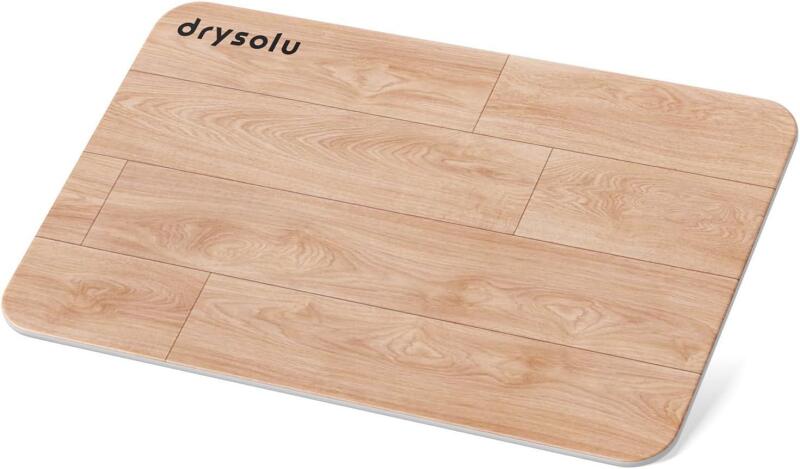 New DRYSOLU Stone Bath Mat Diatomaceous Earth Bath Mat Stone Shower Mat Fast Water Drying Ultra Absorbent Pad Diatomite Mat,Non-Slip Mat for Bathroom Shower,Kitchen,Pet,15.35x23.63in,Hard,Wood Pattern