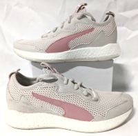PUMA Ladies NRGY Neko Skim Sneakers: Pastel Parchment, Bridal Rose (Size 6.5)