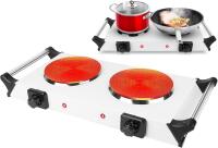 New Hot Plate, 2000W Portable Electric Double Burner W/5 Level Temperature Control & Stay Cool Handles, Easy to Clean, Lightweight Cast Iron Electric Stove for Kitchen Camping Cooking, 110V