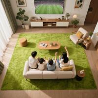 New Green Grass Area Rugs for Bedroom Living Room, 9x12 Fluffy Fuzzy Shaggy Carpet for Kids Playroom Nursery Room, Thick Soft Plush Mat for Kids Baby Boys Teen Dorm Home Decor Aesthetic