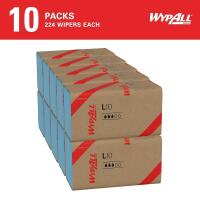 New WypAll GeneralClean L10 Cloths Light Cleaning Wipes (05123), Windshield Towels, Bulk Paper Wipers, Blue (10 Packs of 224 Sheets, 2,240 Sheet Total)