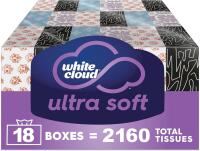 New White Cloud Ultra Soft 3-Ply Facial Tissue, 18 Box Multipack, 120 Tissues Per Box
