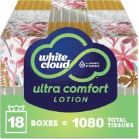 New White Cloud Ultra Comfort Lotion 3-Ply Facial Tissue with Aloe & Vitamin E, 18 Box Multipack, 60 Tissues Per Box