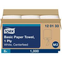 New Tork Centerfeed Paper Wiper White M2, High Absorbency, 6 x 1000 Sheets, 120133