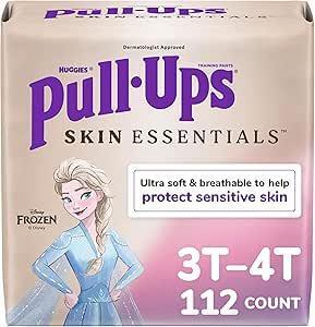 New Pull-Ups Girls' Skin Essentials Potty Training Pants, Training Underwear, 3T-4T (32-40 lbs), 112 Ct (4 Packs of 28)