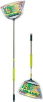 New Pine-Sol Indoor Jumbo Broom with Long, Stainless Steel Collapsible Handle for Easy Storage, Heavy Duty Angle Bristles for Wood, Tile, Linoleum, and More - Sweeps Wet or Dry Debris