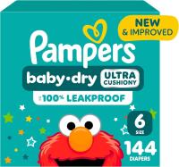 New Pampers Diapers - Baby Dry - Size 6, 144 Count, Absorbent Disposable Infant Diaper (Packaging May Vary)
