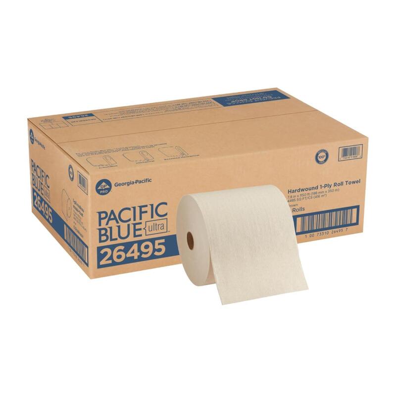 New Pacific Blue Ultra 8" High-Capacity Recycled Paper Towel Rolls by GP PRO (Georgia-Pacific), Brown, 26495, 1,150 Linear Feet Per Roll, 6 Rolls Per Case