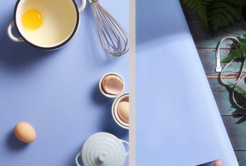 New MULLSAN Self-Adhesive Solid Color Matte Textured Vinyl Peel and Stick Wallpaper Paper Wallpaper Shelf Liner Home Decorative Paper,24inch by 118inch (Light Blue)