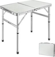 New VILLEY Folding Camping Table, 2ft Small Portable Lightweight Outdoor Table with Aluminum Adjustable Legs for Travel Picnic Cooking Beach