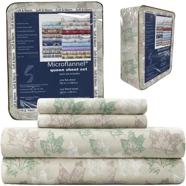 New Thermee Micro Flannel Sheets Set, Queen-Size Sheet Set having 18" Deep Pocket, Queen Sheets Fit Queen Mattresses, Machine Wash & Dry, No Pill, 2 Standard Pillowcases, Bed Sheets, Soft Sheet - Khaki