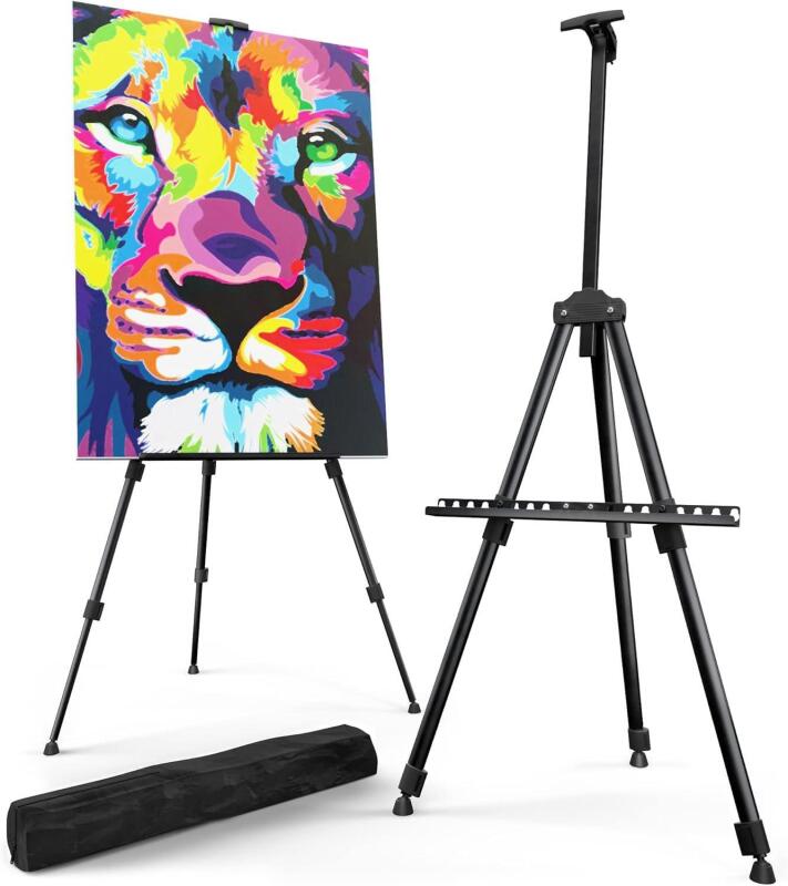 New T-SIGN Portable Artist Easel Stand for Painting - Adjustable Height Painting Easel with Bag - Tabletop Art Easel for Painting Canvas Stand, Poster Stand - Metal Tripod - 21x66 inches