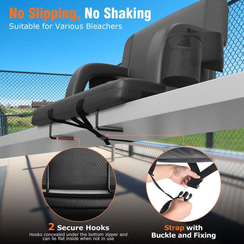 New Suteck 2PC Dual-Side Heated Stadium Seat with Back Support, 21" Wide Cushion, Foldable Bleacher Chair W/USB 3-Level Heating, 5 Storage Pockets &acirc;&euro;&ldquo; Portable Stadium Chair for Outdoor Camping Sports Game
