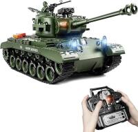 New (box damage) Supdex 1:18 RC Tank, 2.4Ghz US M26 Pershing Remote Control Model Toys, RC Vehicle Military Tank That Shoots Airsoft BBS and Water Bombs for Adult and Kid, Army Toy with Smoke, Lights, Sound and Recoil