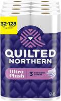 New Quilted Northern Ultra Plush Toilet Paper, 32 Mega Rolls = 128 Regular Rolls, 3X Thicker*, 3 Ply Soft Toilet Tissue
