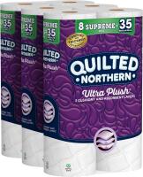 New Quilted Northern Ultra Plush Toilet Paper, 24 Supreme Rolls = 105 Regular Rolls, 3-ply Bath Tissue