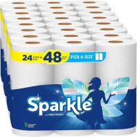 New Sparkle Pick-A-Size Paper Towels, 24 Double Rolls = 48 Regular Rolls, Everyday Value Paper Towel with Full and Half Sheets