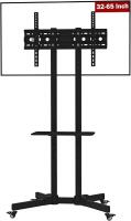 New LAFLAURENT Height Adjustable Mobile TV Stand for 32"-65" TVs, VESA Up to 600x400mm, Supports Up to 50kg, Adjustable Shelf & Integrated Cable Management, Black