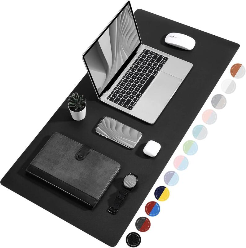 New TOWWI Dual Sided Desk Pad, Large Desk Mat, Waterproof Desk Blotter Protector Mouse Pad, Leather Desk Pad Large for Keyboard and Mouse (39" x 20", Black)
