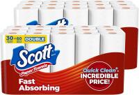 New Scott Paper Towels, Choose-A-Sheet, 30 Double Rolls = 60 Regular Rolls (108 Sheets Per Roll)